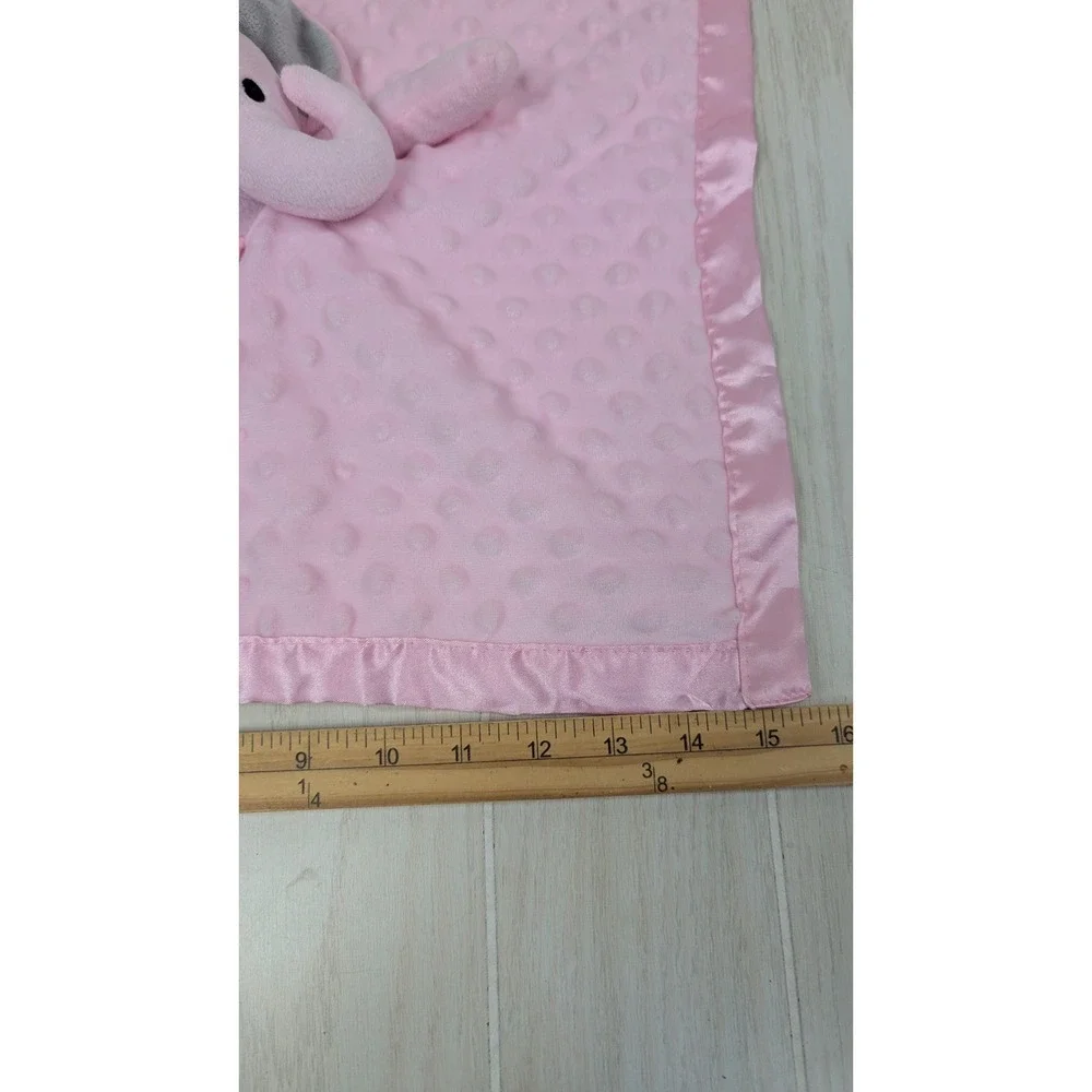 Pro Goleen Elephant Baby Security Blanket Lovey Pink Minky Dot Gray Ears Satin